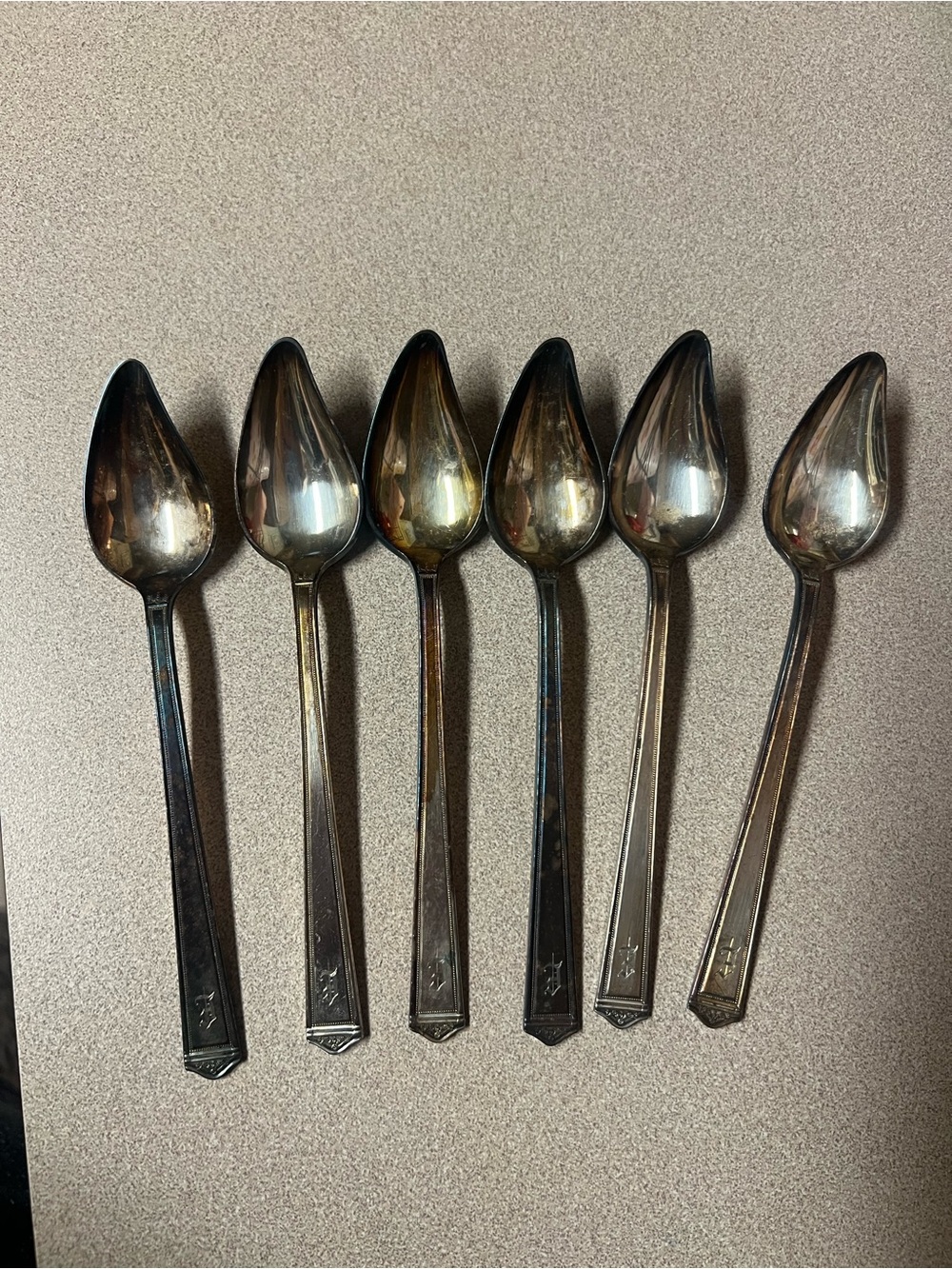 Set of 6 Polished Stainless Steel Teaspoons - Silver